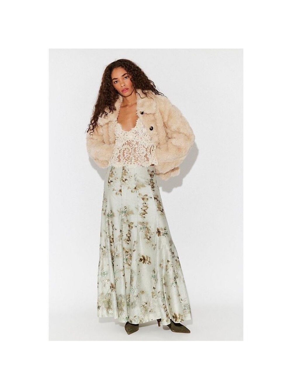 Free People Gaby Voile Sequin Maxi Skirt Shades of Green